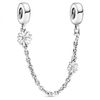 Pandora Silver Safety Chain Charm, Daisy 798764C01, Not applicable Cubic Zirconia