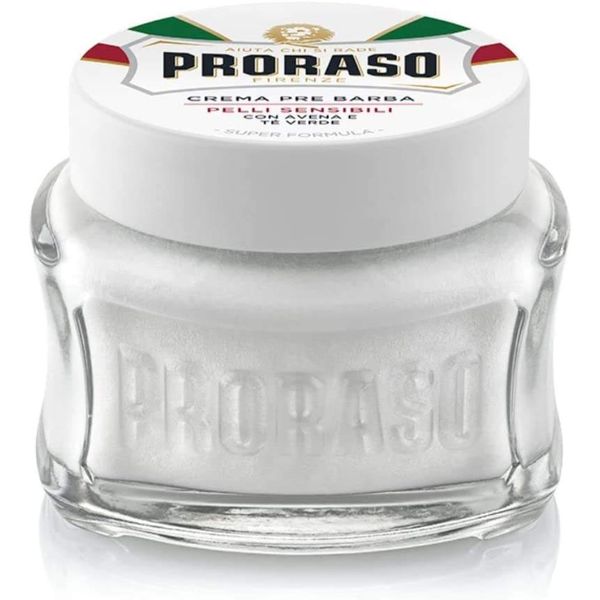 Proraso Pre Shave Cream Sensitive 100ml Shaving Cream Made in Italy White