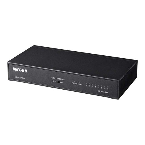 Buffalo BUFFALO Giga Compatible Metal Housing with Built-in Power Supply 8 Ports, Black, Switching Hub, Simple Packaging, Magnet, Wall Mount Compatible