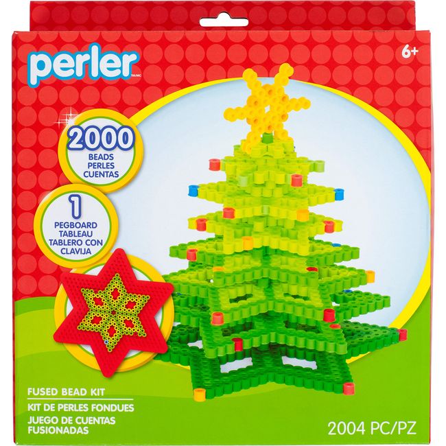 Perler 3D Christmas Tree Fuse Bead Craft Kit, 8.75" x 8" x 2", Multicolor 2004 Piece