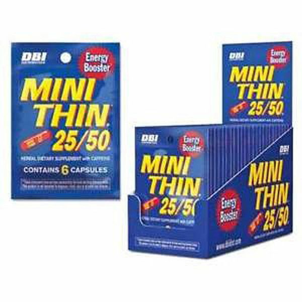 Mini Thin 25/50 25 50 Energy - 5 PACKS - Diet Herbal Caffeine 6 Capsules Pr Pack