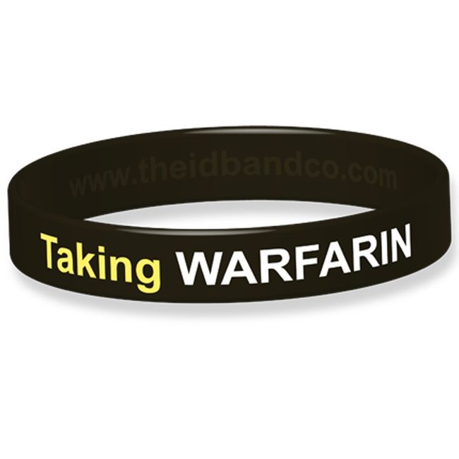 The ID Band Company Medical Alert! Warfarin Medicated Silicone Wristband - 20.2cm - Black B0326