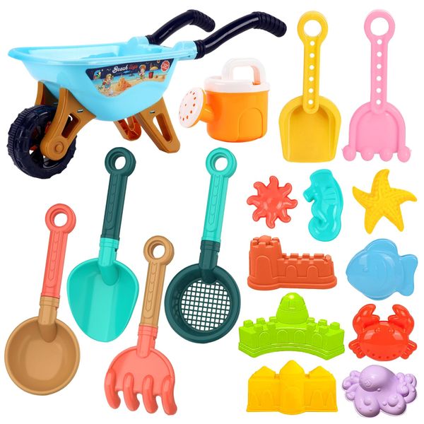 ZYOUWEUS Beach Toys Set for Kids，17 Pieces Sand Toys Includes Bucket and Water Wheel Molds and Beach Tools,Sandbox Toys for Toddlers Kids Age 3-10 (Dump Truck)