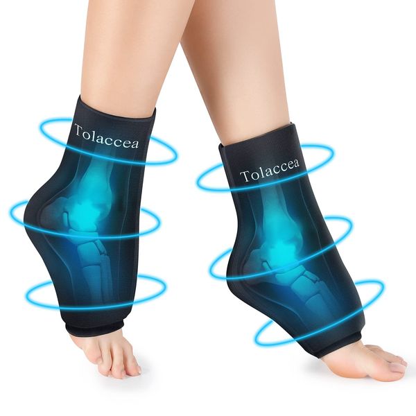 Ankle Foot Ice Pack Wrap for Injuries, Reusable Gel Ice Pack for Hot and Cold Therapies, Flexible Cold Pack for Achilles Tendonitis,Plantar Fasciitis,Swelling,Sprained,Post-Surgery Recovery