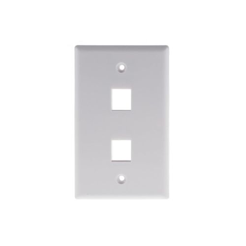 CablesAndKits 2 Port Keystone Wall Plate, Single Gang 1 Gang Wall Plate, Smooth Finish, Flush Mounted, High-Impact ABS, Mounting Screws Included, Keystone Jack, White