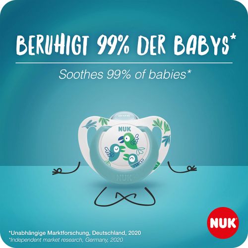 NUK Star Day & Night Baby Dummies | 18-36 Months | Soothes 99% of Babies | BPA Free Silicone Pacifier | With Luminous Effect for Easy Finding in the Dark | Crocodile | Pack of 4