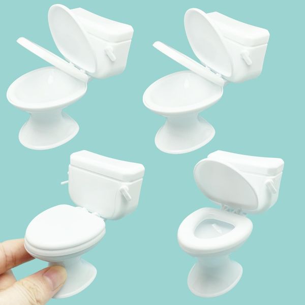 PRETTYLIFE 4PCS Miniature Toilet Seat for 1:12 Mini Dollhouse Bathroom Accessories Micro Landscape Scene Decoration