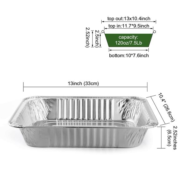 fohuas Disposable Aluminum Foil Pans 13x9 IN, 24 Packs Sturdy Half Size Deep Steam Table Pans Freezer,Oven Portable Food Storage Containers for Baking, Cooking, Roasting & Reheating(9x13x2.5)