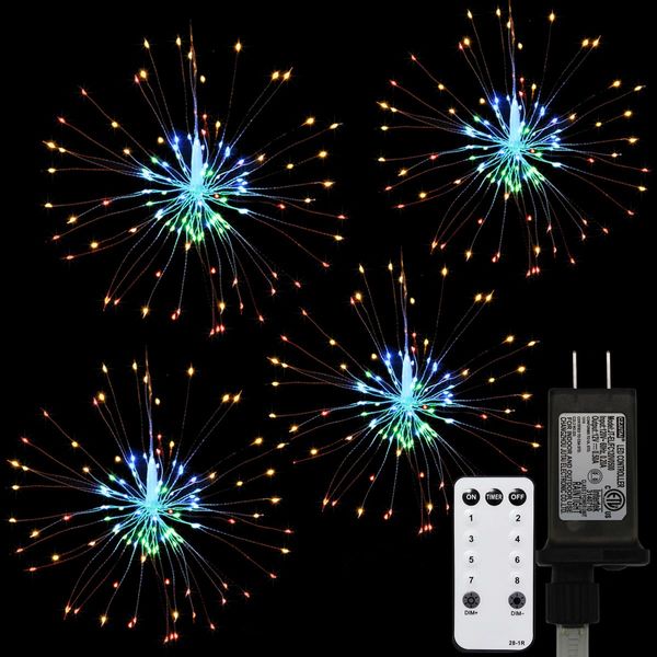 Dreamworth 480 LED Firework Copper Wire Starburst Lights, 8 Modes with Remote Control, Dimming, Timer (Multicolor)
