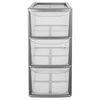 Medium Lightweight & Strong Silver Plastic Storage Tower Unit With 3 Clear Drawers (1)