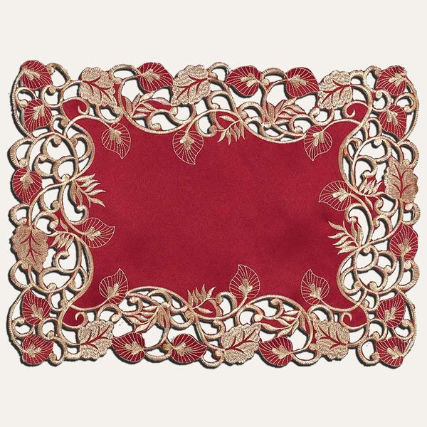 Burgundy Gold Table Placemats - Tarantino Collection - Placemats / Set of 8