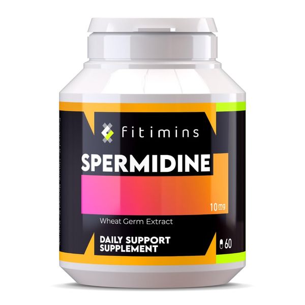 Spermidine 10mg Anti-Ageing Supplements | High Strength Wheat Germ Extract | Combat Wrinkles, Support Thicker Hair Growth, Promote Healthy Cell Function | 1 Month Supply | 60 Vegan Capsules | Fitimins