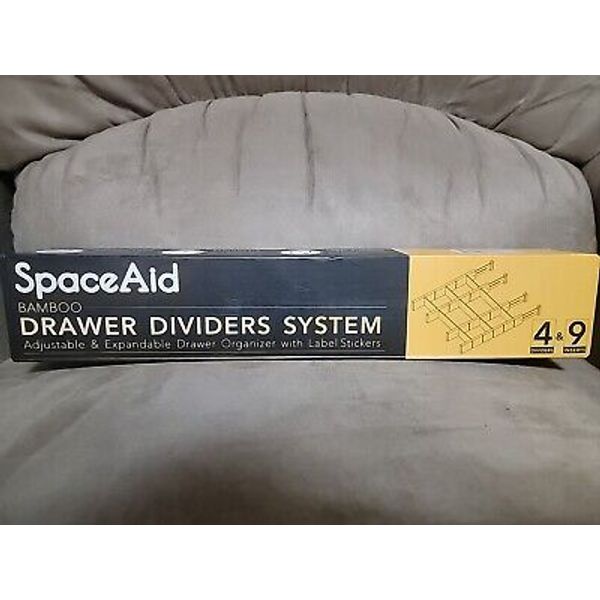 SPACE AID Bamboo Drawer Divider System with Labels 4 Dividers 9 Inserts