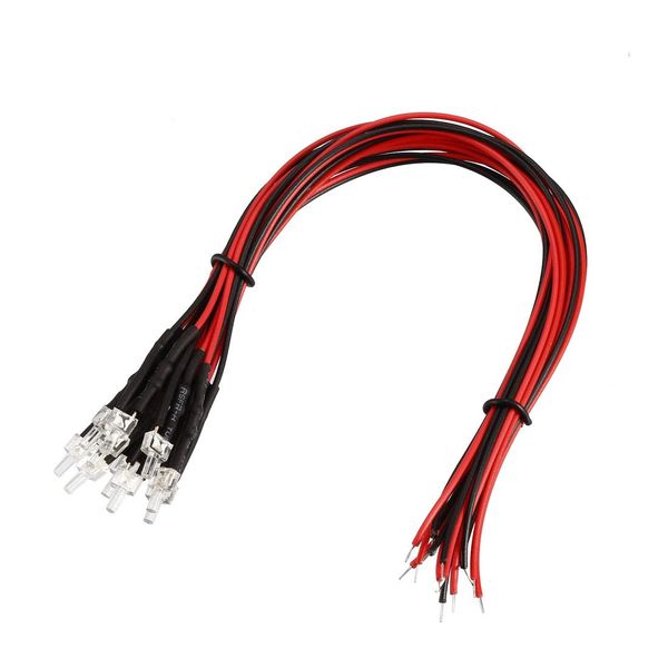 sourcing map 20Pcs 2mm Pre Wired LED, White DC6-12V Clear Lens, Light Emitting Diodes