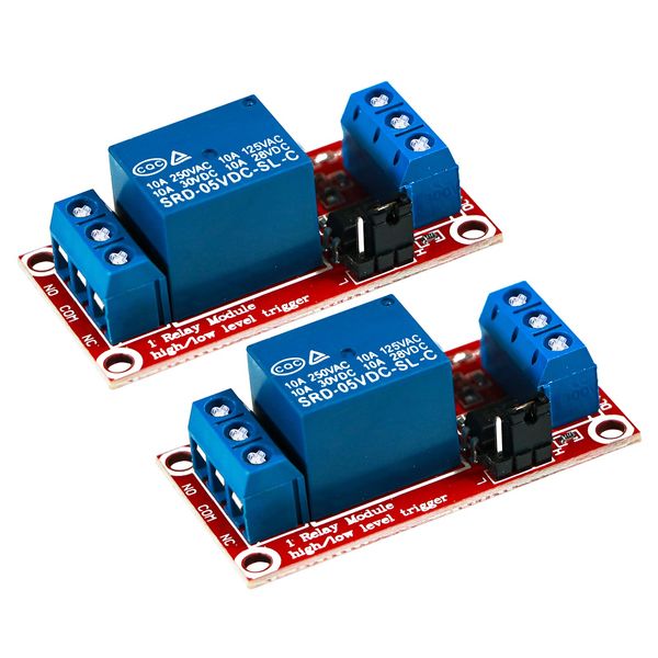 2pcs 5V One Channel Relay Module Relay Switch with OPTO Isolation High Low Level Trigger
