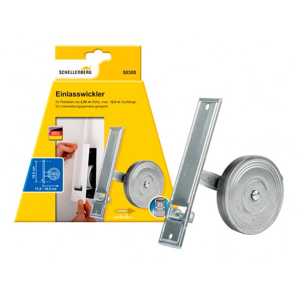 Schellenberg 50300 roller shutter belt winder flush mount, 18.5 cm hole spacing, intake winder system maxi, galvanised