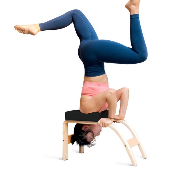 THUNDESK Yoga Inversion Bench,Yoga Headstand Prop,Upside Down Chair for Feet Up and Balance Training, Core Strength Building,Yoga,Pilates Chair (Black)