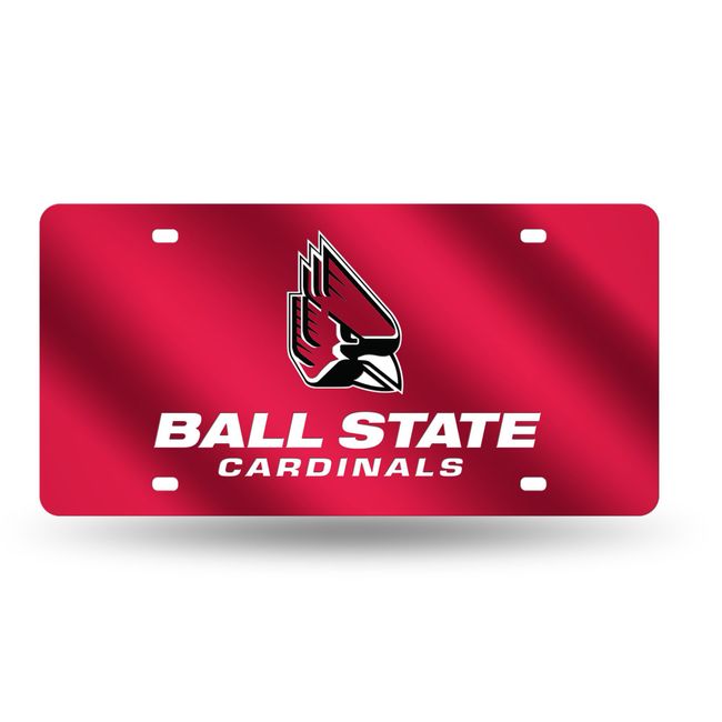 Rico Industries NCAA Ball State Cardinals Laser Inlaid Metal License Plate Tag, 6 x 12-"