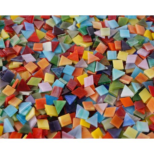 Lanyani 1600 Pieces/2.2 Pounds Vibrant Mixed Glass Mosaic Tiles for Crafts Cathedral Stained Glass Pieces - Assorted Colors and Shapes-Great Value Pack, Opaque…