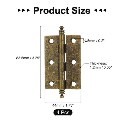 uxcell 4 Pcs Metal Non-Mortise Hinges, Cabinet Door Hinges for Furniture Hardware Closet Window, Bronze