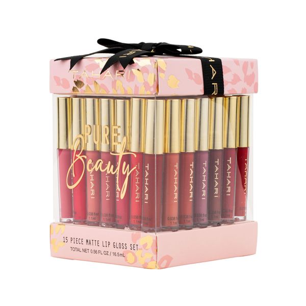 Tahari 15pc Lip Gloss Collection, Lip Glosses for Women and Girls, Long Lasting Color Lip Gloss Set with Rich Varied Colors (Glitz)