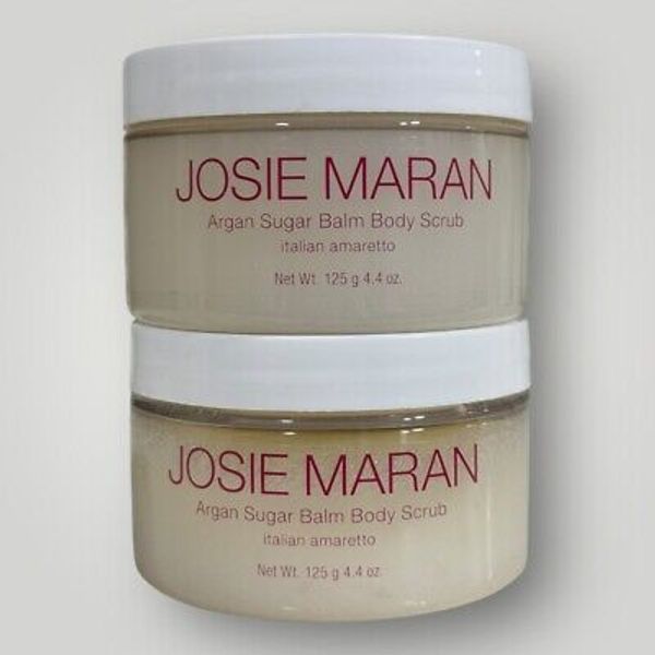 (2) Josie Maran Argan Sugar Balm Body Scrub ITALIAN AMARETTO 4.4 oz New Unsealed