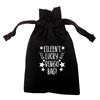 Flox Creative Black Organic Small Drawstring Pouch Personalised Lucky Bingo Bag