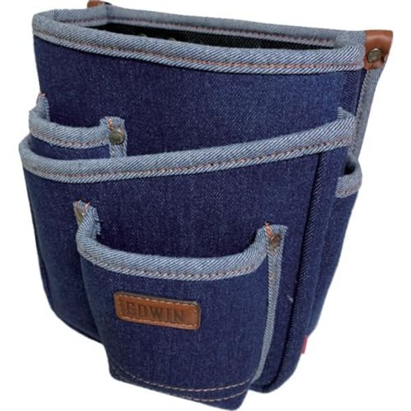 EDWIN 0411470BK Waist Bag, Tool Case, 2 Tiers, Multi Pockets, Black