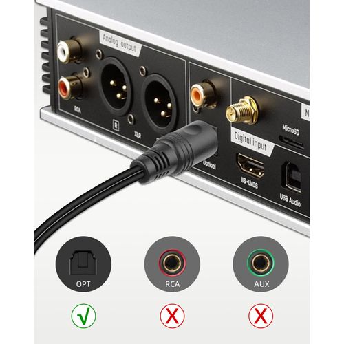 RIIEYOCA Digital Optical Audio Splitter 1 in 2 Out, Toslink Fiber Optic 1 Male to 2 Male Cable for Home Theater, Blu-ray Player, Stereo System (mm, 1.5m)