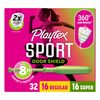 Playtex Sport Odor Shield Tampons Multipack (16ct Regular/16ct Super), Unscented - 32ct | Tampons Regular and Super, Playtex Tampon Multipack, Feminine Care with 360 Leak Defense
