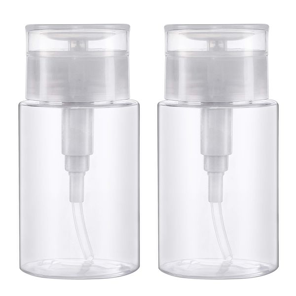 Nail Polish Remover Pump Dispenser, Push Down Cleanser Bottle for Make Up, 100ml Travel Liquid Bottle Container for Nail Art Tool Set, 2PCS