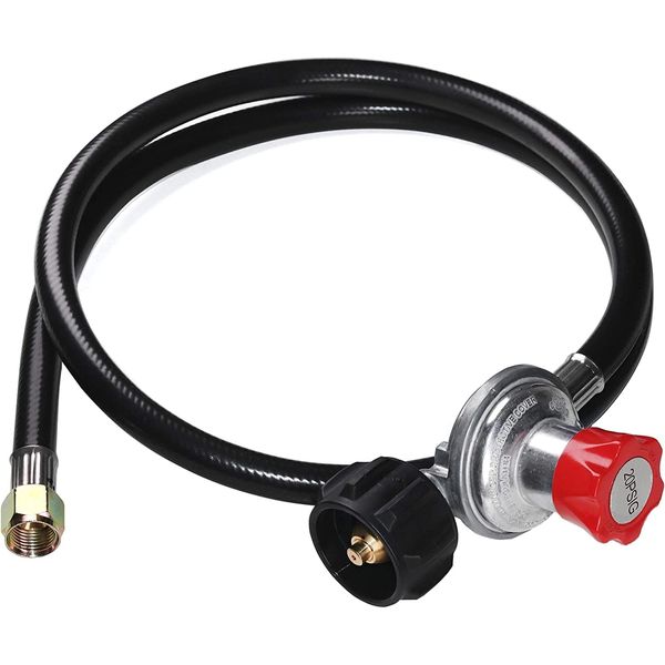 5 feet 0-20 PSI Adjustable High Pressure Propane Regulator with Hose for QCC1...