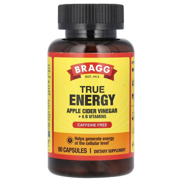 True Energy, Apple Cider Vinegar + 6 B Vitamins, Caffeine Free, 90 Capsules