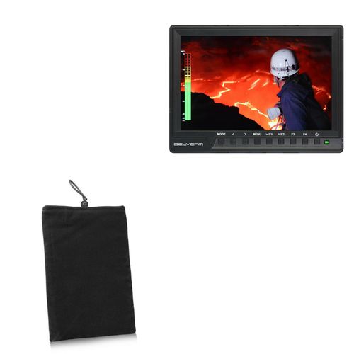 BoxWave Case Compatible with Delvcam DELV-HD7-4K - Velvet Pouch, Soft Velour Fabric Bag Sleeve with Drawstring - Jet Black