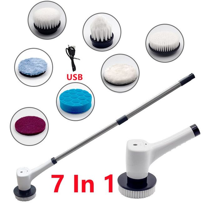 5 in 1 Home Kitchen Electric Cleaning Brush, Electric Spin Scrubber,5  Replace Scrub Heads Multi-Functional Battery Powered Electric Cleaning  Suit, for