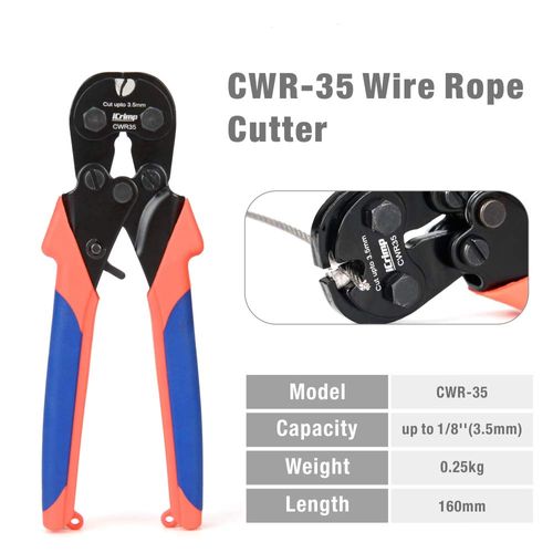 iCrimp Wire Rope Cutter for Stainless Wire Rope, Up to 35 mm for Aircraft Cable, Piano Wire Rope, Bicycle Cable, Cable Railing