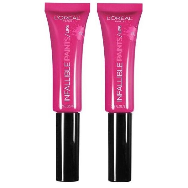 2 PACK L'OREAL Paris Infallible Paints Matte Lip Color - 318 Fearless Fuschia