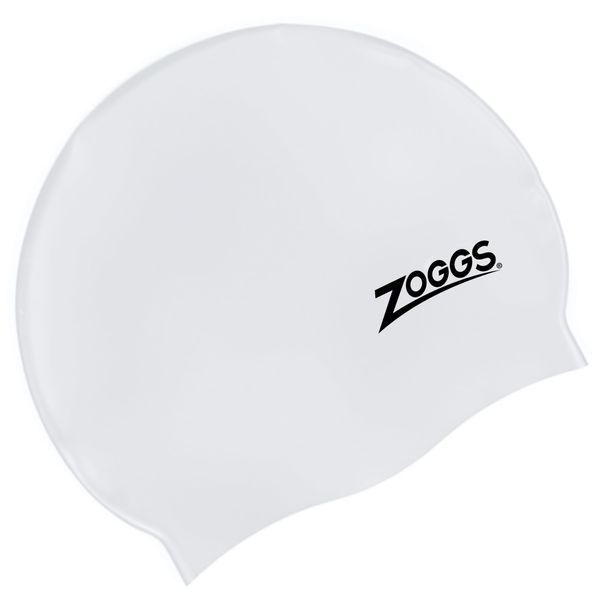 Zoggs Adult Swimming Caps, Comfortable Adult Swimming hat, Non-Slip lining Adult Swimming Hat, Shaped Swimming Cap, Chlorine Beating Zoggs Swim Cap (One Size), White