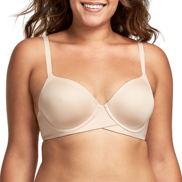 Maidenform One Fab Fit Underwire Bra, Push-Up T-Shirt Bra, Modern Demi Bra, Lightly Padded Bra with Convertible Straps, Paris Nude, 34B