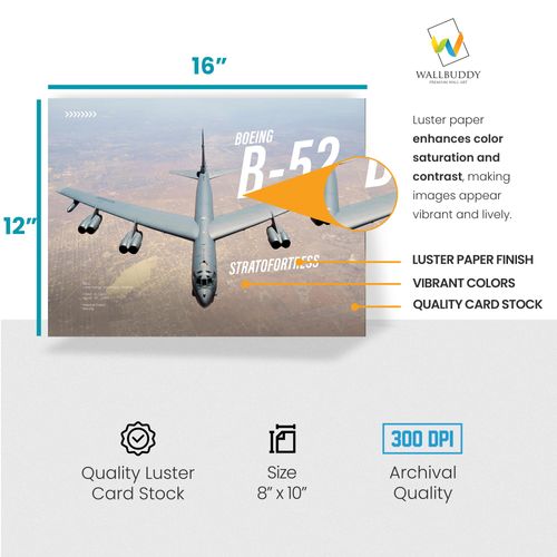 Wallbuddy Modern Military Aircraft Set of 9 Posters | Aviation Wall Art Prints US Air Force Jets Helicopters and Drones Decor | Tactical Fighter Plane Prints for Pilot | Unframed 16 x 12 inches