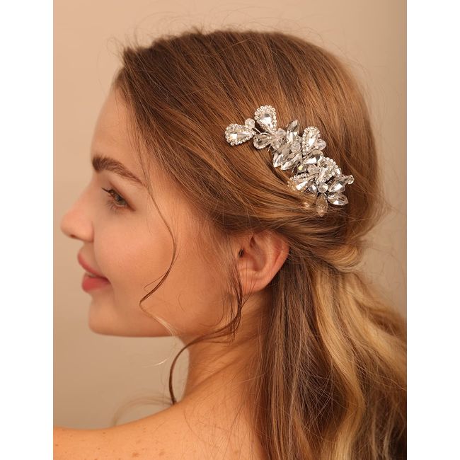 Deniferymakeup Braut-Haarkamm Strass Tropfen-Haarkamm Brautschmuck Kristall Geschenk für Sie Party Kopfschmuck (Gold)