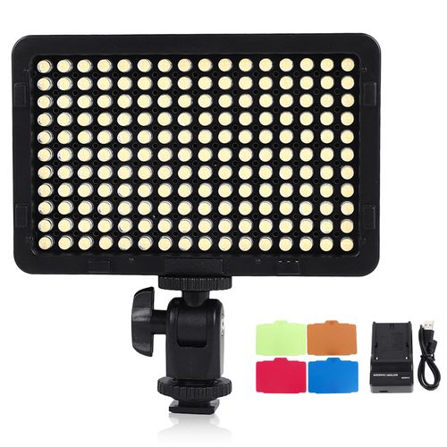 Yoidesu 176 LED Video Light on Camera, Mini Rechargeable Fill Lamp, Portable DSLR Camera Camcorder Light with Battery and Color Cards