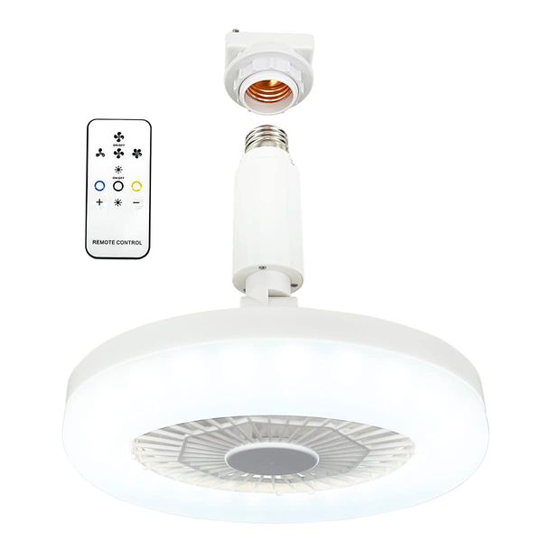 Ryudo (Tokamachi City, Niigata Prefecture) DC Motor, Small Ceiling Fan Light, Remote Control Included, E26 Bulb Socket Mounting Type (New Version with Improved Silence) (Can be Mounted on Hanging Ceiling with Attached Hanging Reception), 5 Dimming, 3 Leve