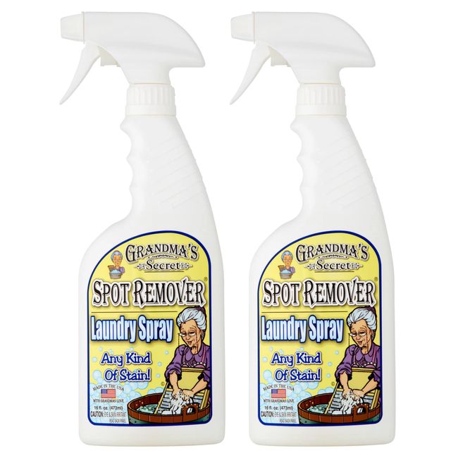 Grandma's Secret Spot Remover Laundry Spray - Chlorine, Bleach and Toxin-Free Stain Remover - Stain Remover for Clothes - Fabric Stain Remover Removes Oil, Paint, Blood and Pet Stains - 16 Oz, 2 Pack