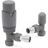 Team Controls Anthracite Grey Angled TRV Thermostatic Radiator Valve & Lockshield 15mm Pack Set Pair