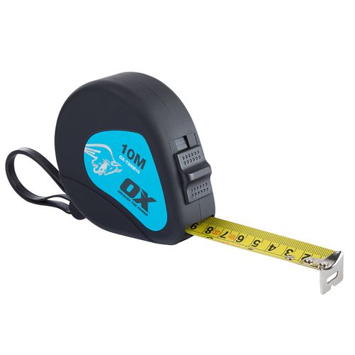 OX Tools T500810 Trade 10m Tape Measure, Black/Blue