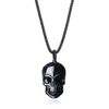 COAI Adjustable Nylon Cord Skull Obsidian Black Stone Necklace