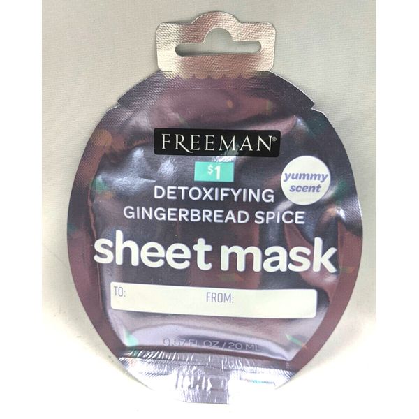 12 Freeman Sheet Face Masks Detoxifying Gingerbread Spice Scented Stocking Bulk