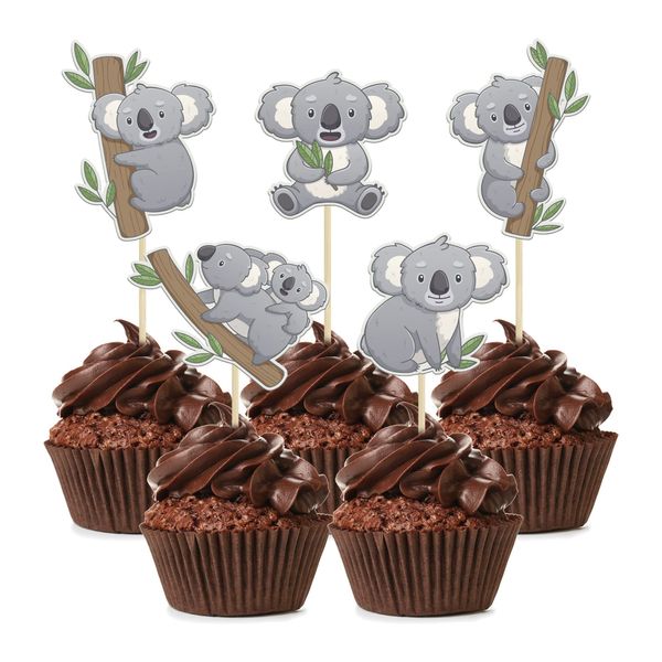 30 Pack Koala Cupcake Toppers Glitter Wild Animal Cupcake Picks Koala Birthday Cupcake Decorations Baby Shower Birthday Theme Party Cake Decorations Supplies