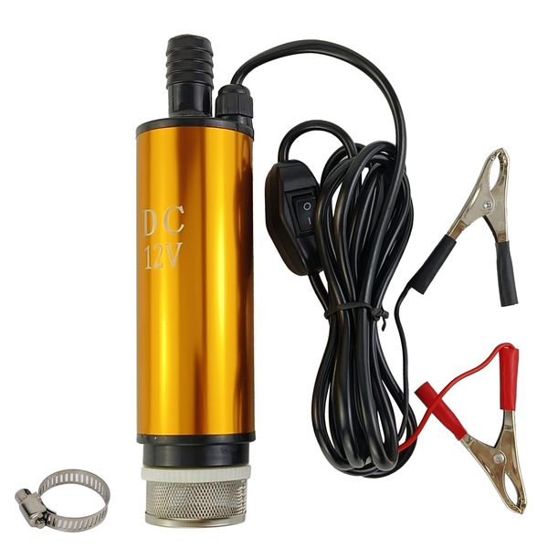 AeKeatDa High Speed 80W Oil Release Pump 30L/Min Oil Pump 12V Submersible Stainless Steel Submersible Pump Oil Pump Electric Diesel Pump Oil Fuel Water Transfer Refueling Tool